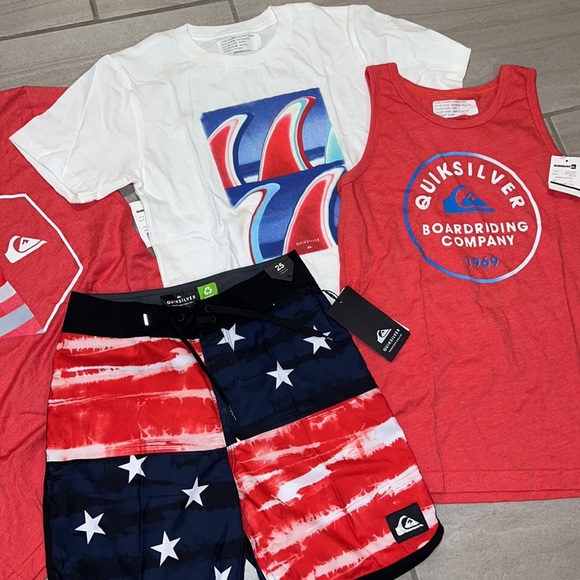 ๐ฅ YOUTH BOY TSHIRT SWIM BUNDLE DEAL BOX LOT OF 4 QUIKSILVER NEW WITH TAGS! - Picture 3 of 7